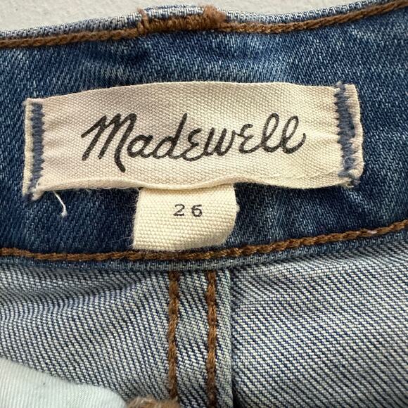 Madewell High Rise Button Fly Denim Shorts Frayed Hem Blue Women’s Sz 26 H6543 - Picture 2 of 8